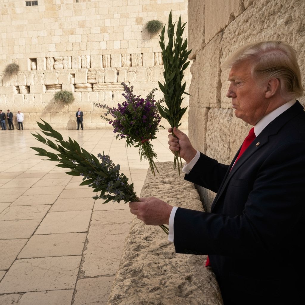 Trump at Western Wall Holding Etrog and Lulav
