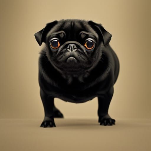 Dramatic Black Pug: Digital Matte Painting