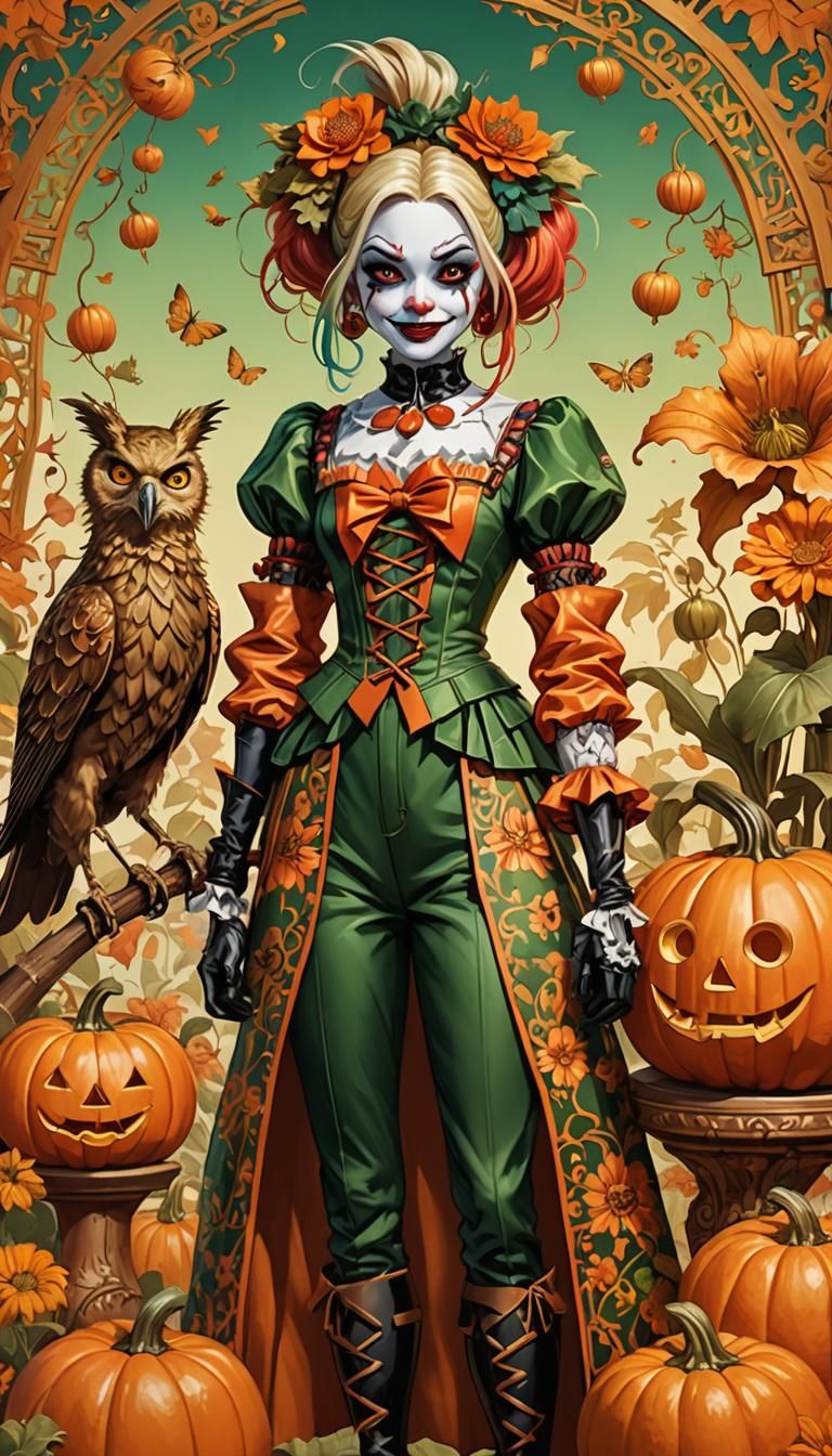Harley Quinn and Chinoiserie Scarecrow: Digital Painting