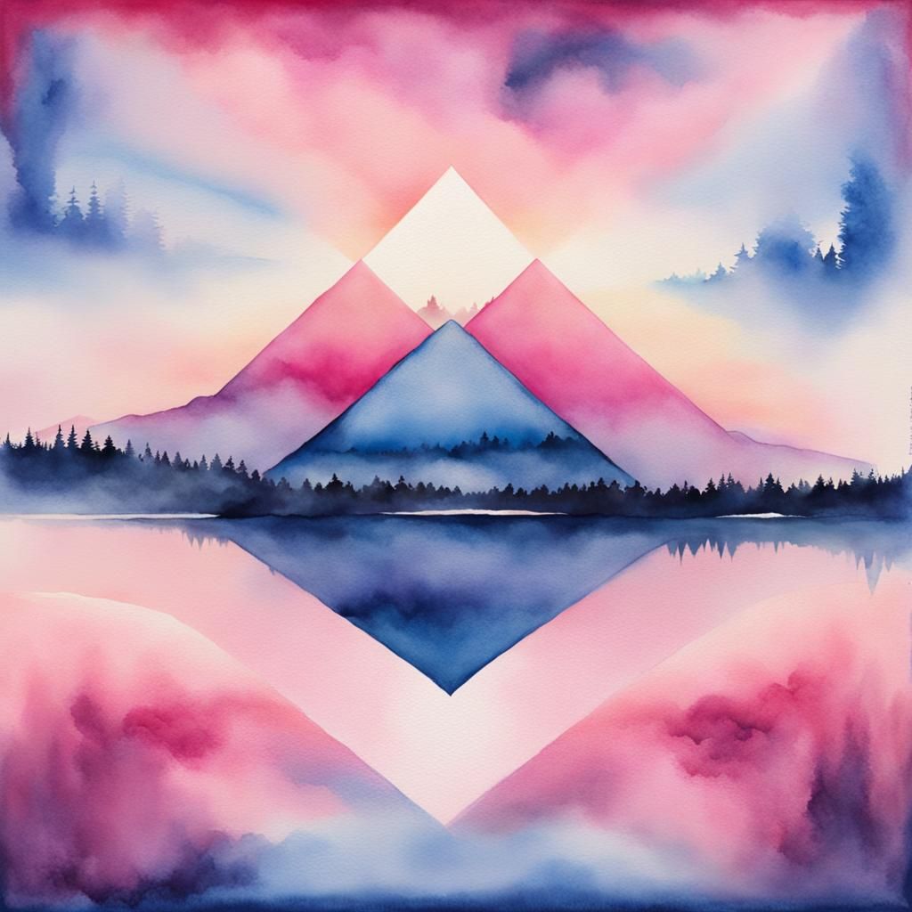 Symmetrical Number 818 Reflected in Watercolour