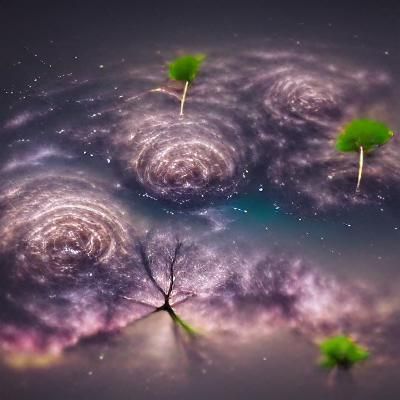 Sacred Geometry Trees Under Milky Way in 8k