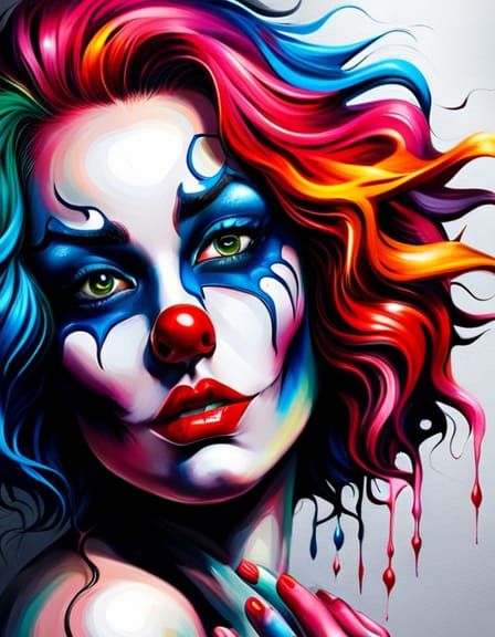 Dangerous Clown Woman Graffiti Art