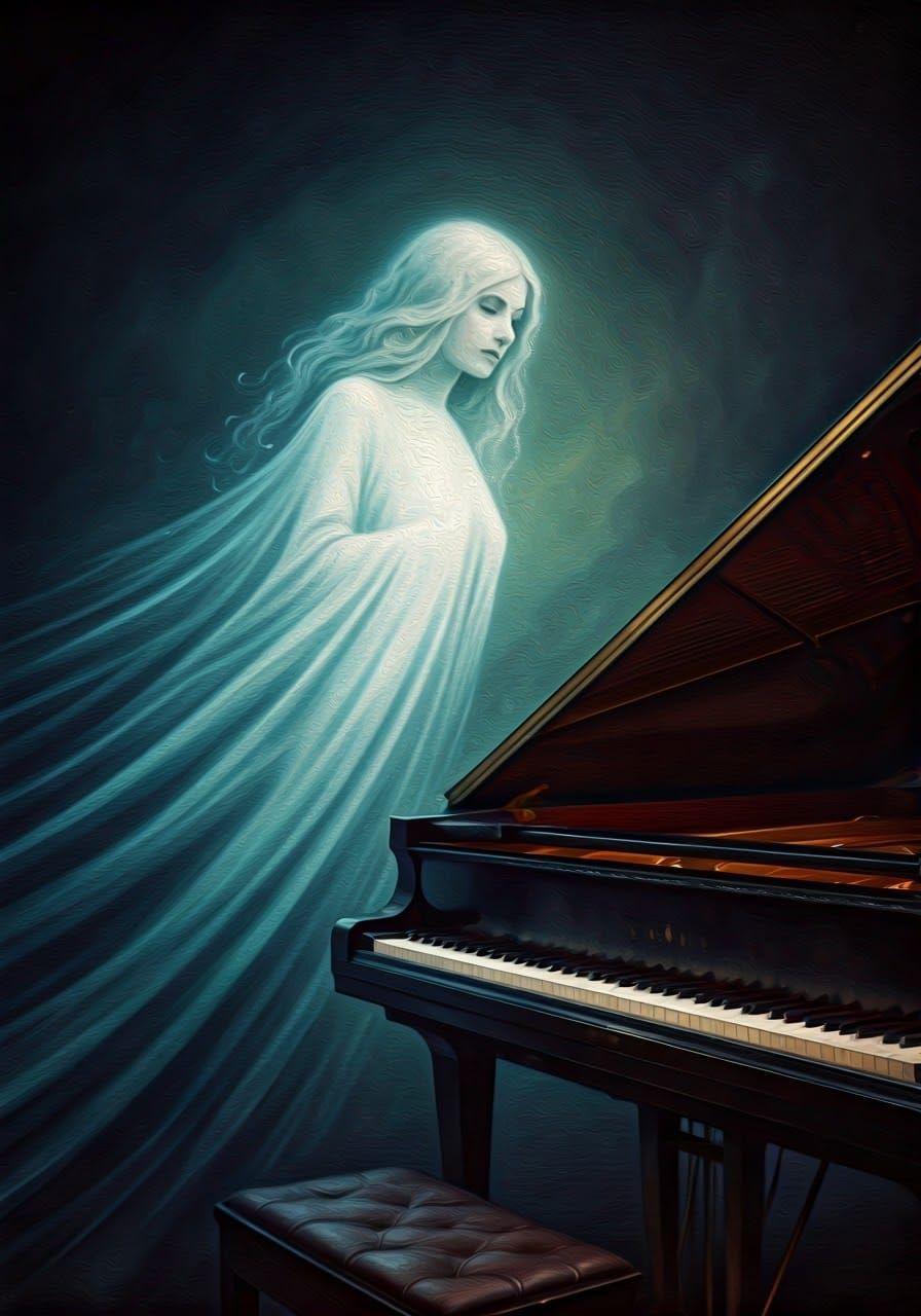 Neo-Impressionist Masterpiece: A Ghostly Piano Scene