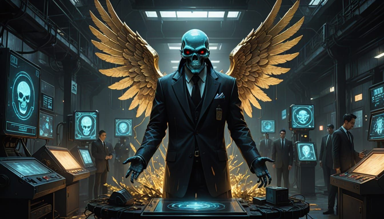 Surreal Christmas Tree Topped with Alien Angel