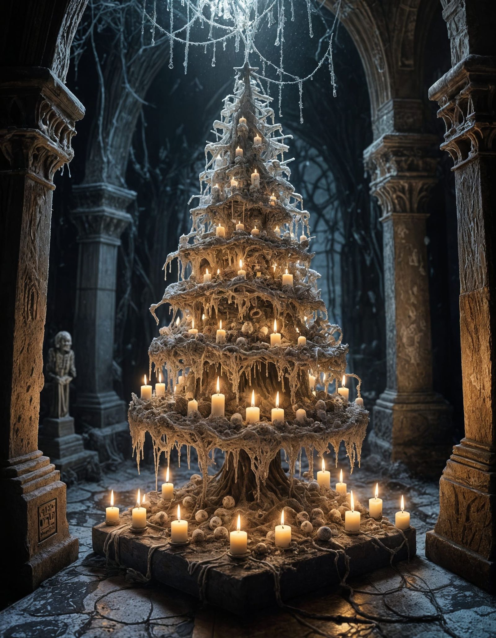 Gothic Christmas Crypt with Bone Tree