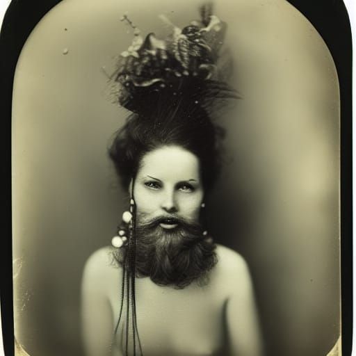 Bearded Woman in Carnivale: Wet Plate Photo
