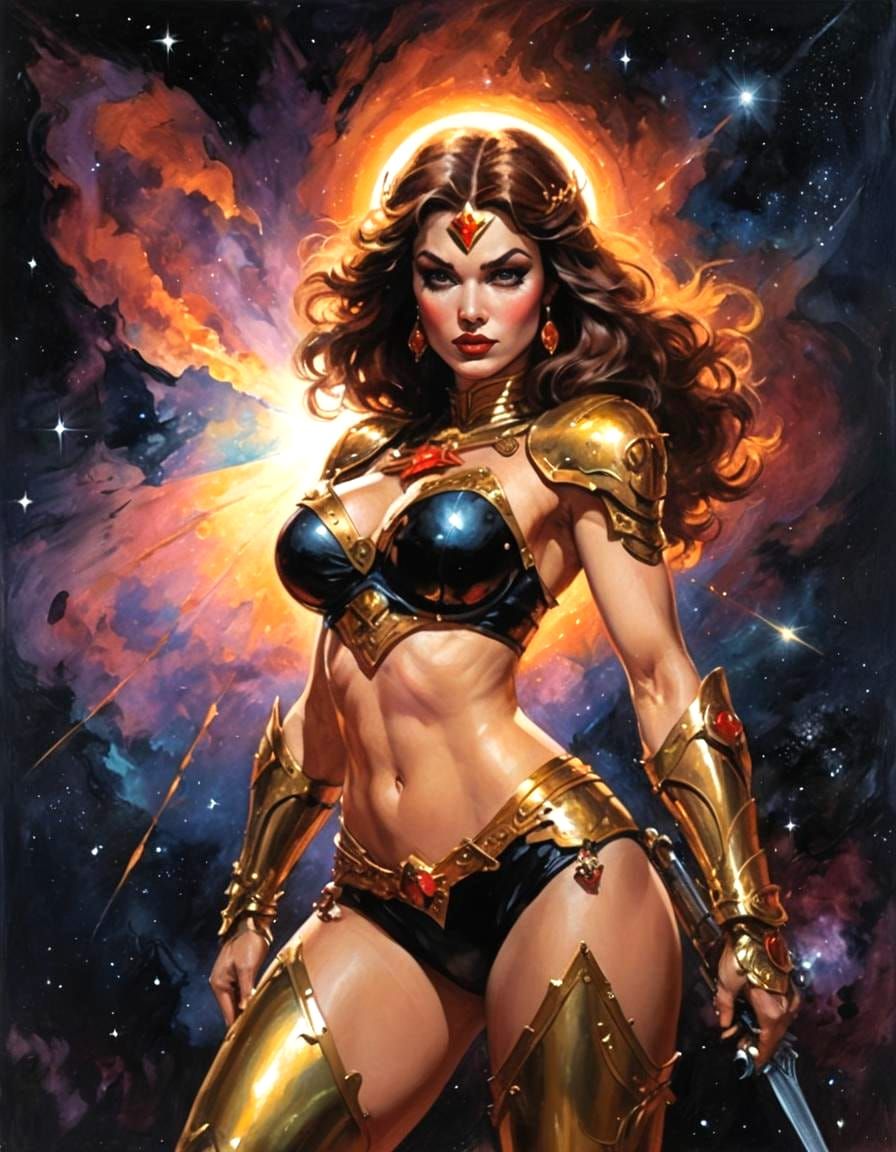 Baroque Portrait of Woman in Space Armor