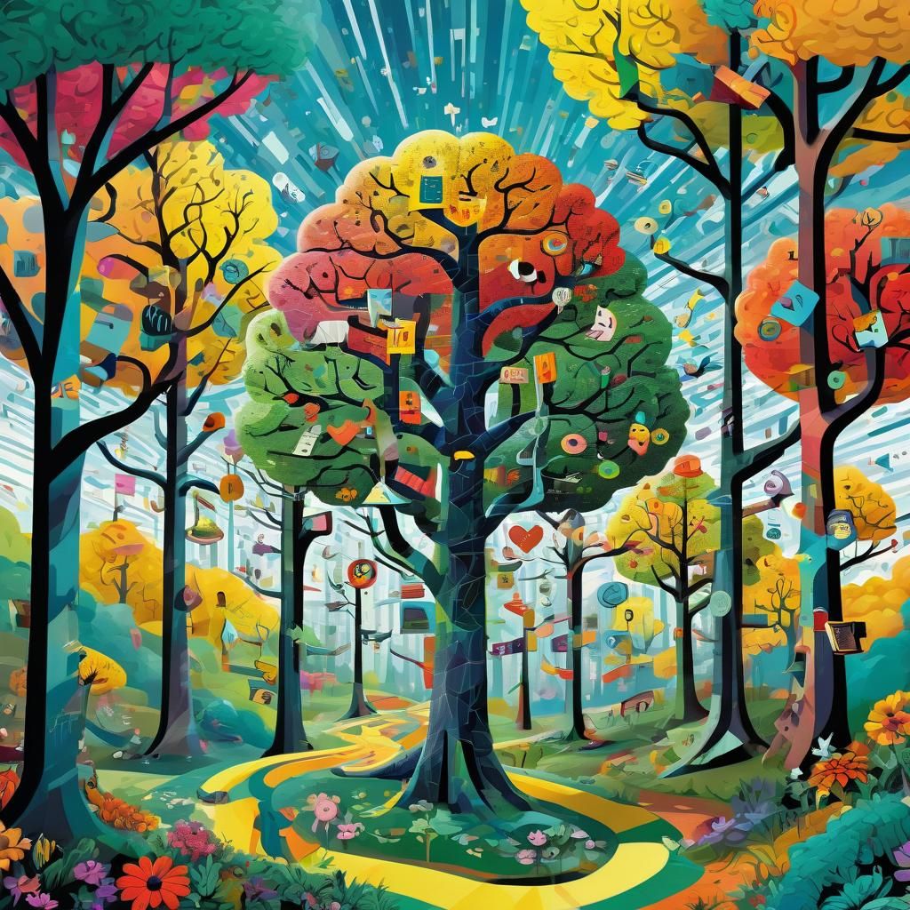 Geometric Tree Forest in Bauhaus Style