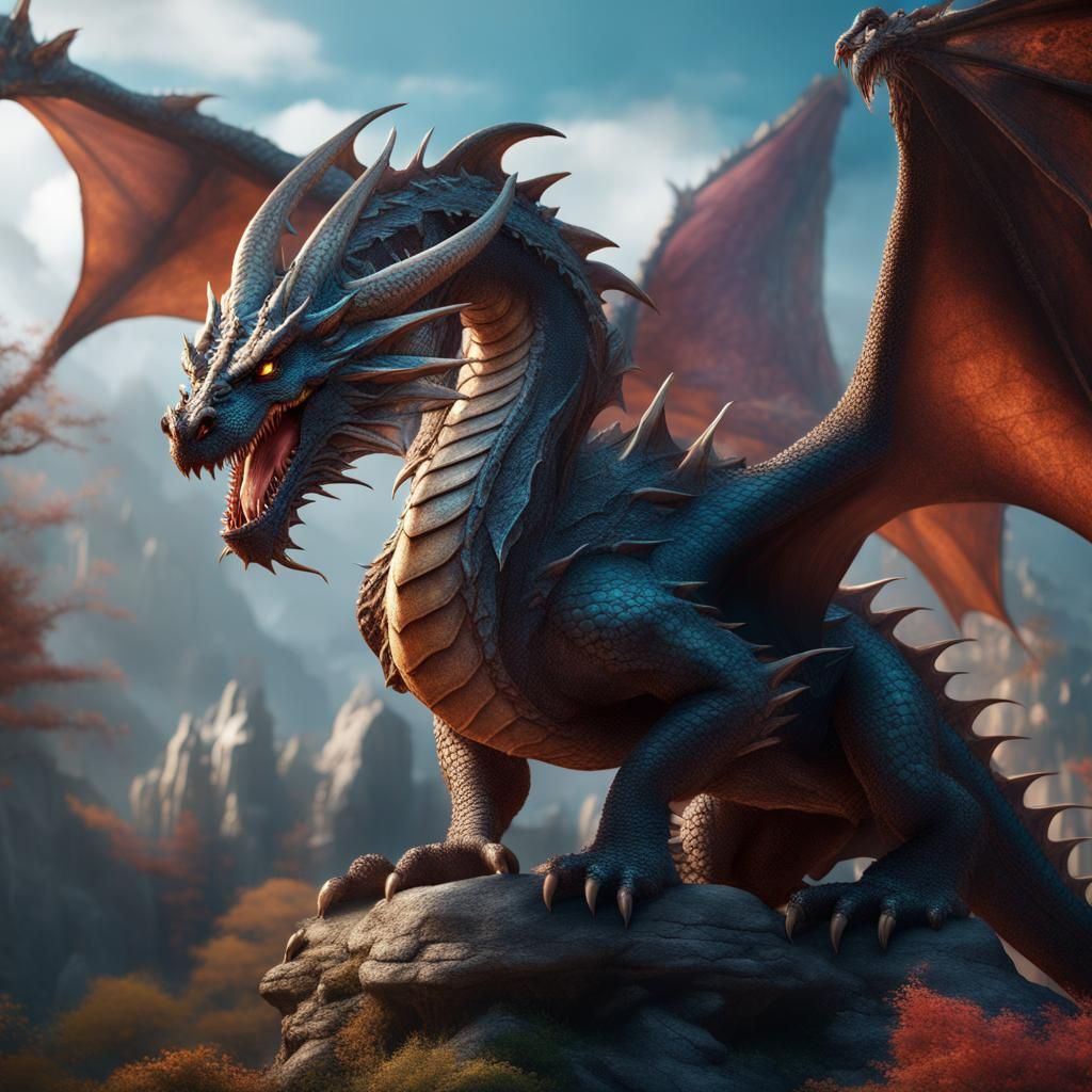 Detailed Fantasy Dragon Concept Art