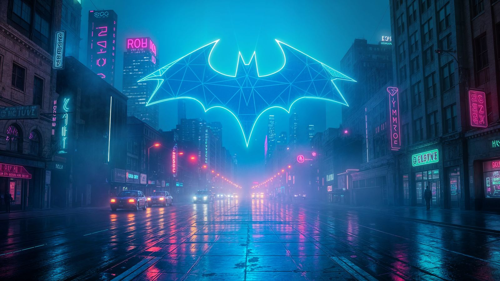 Blue Bat Signal Hologram