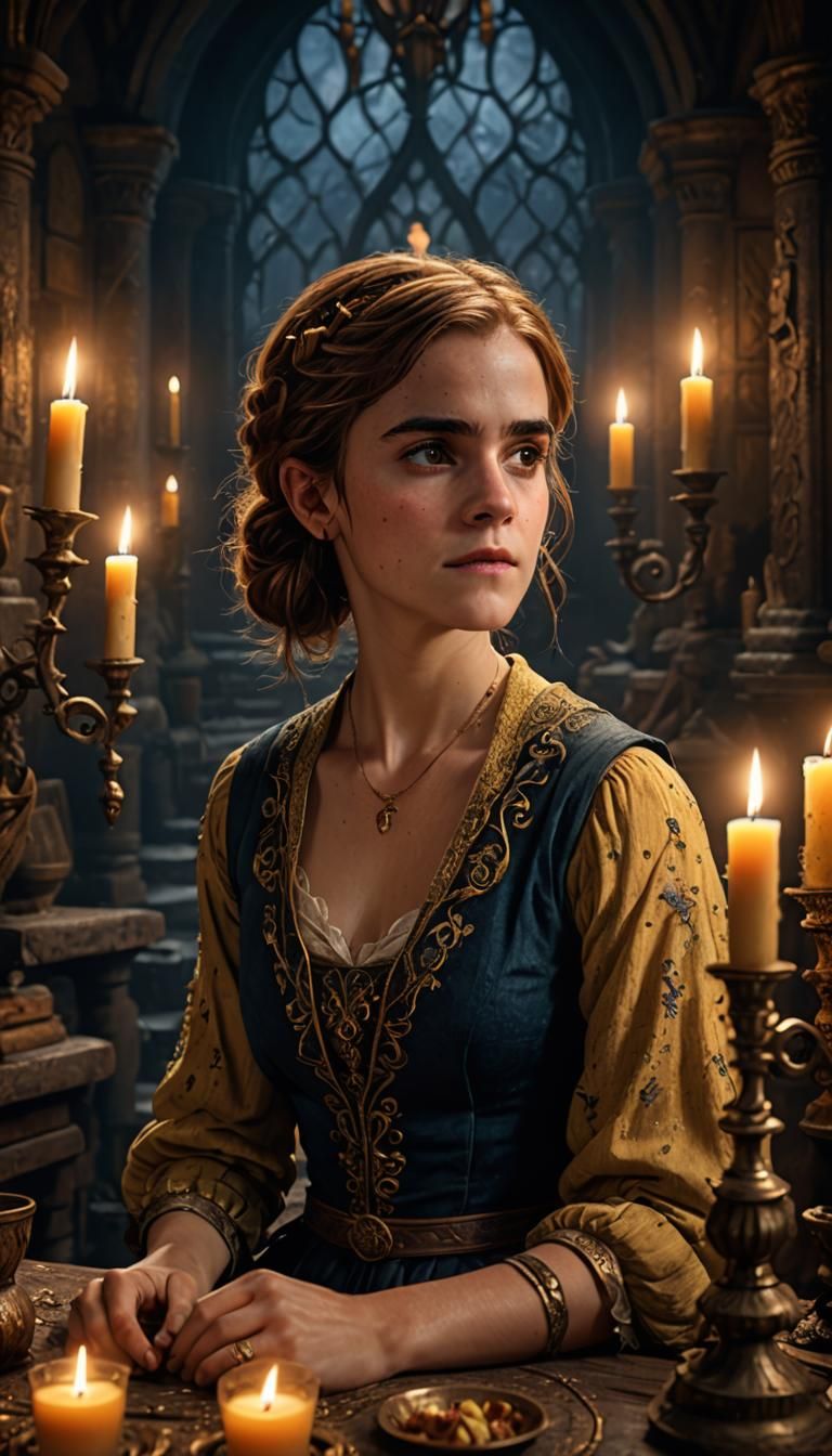 Emma Watson in Candlelight: Detailed Matte Painting