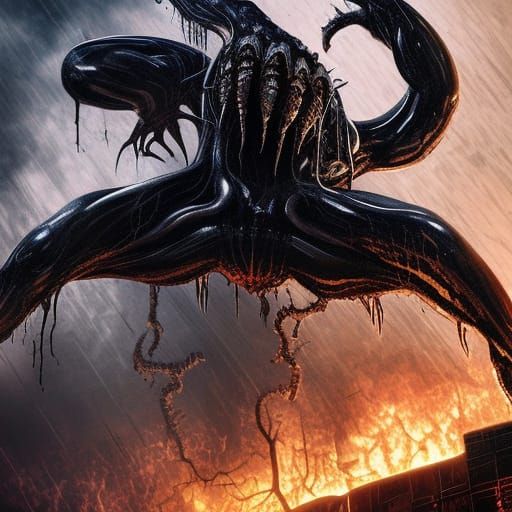 Venom Symbiote Transforms Nightmare Demon: Digital Matte Pai...