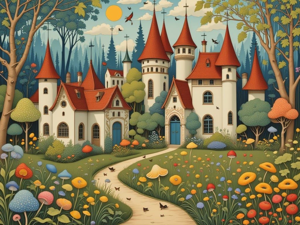 Idyllic Village in Whimsical Style