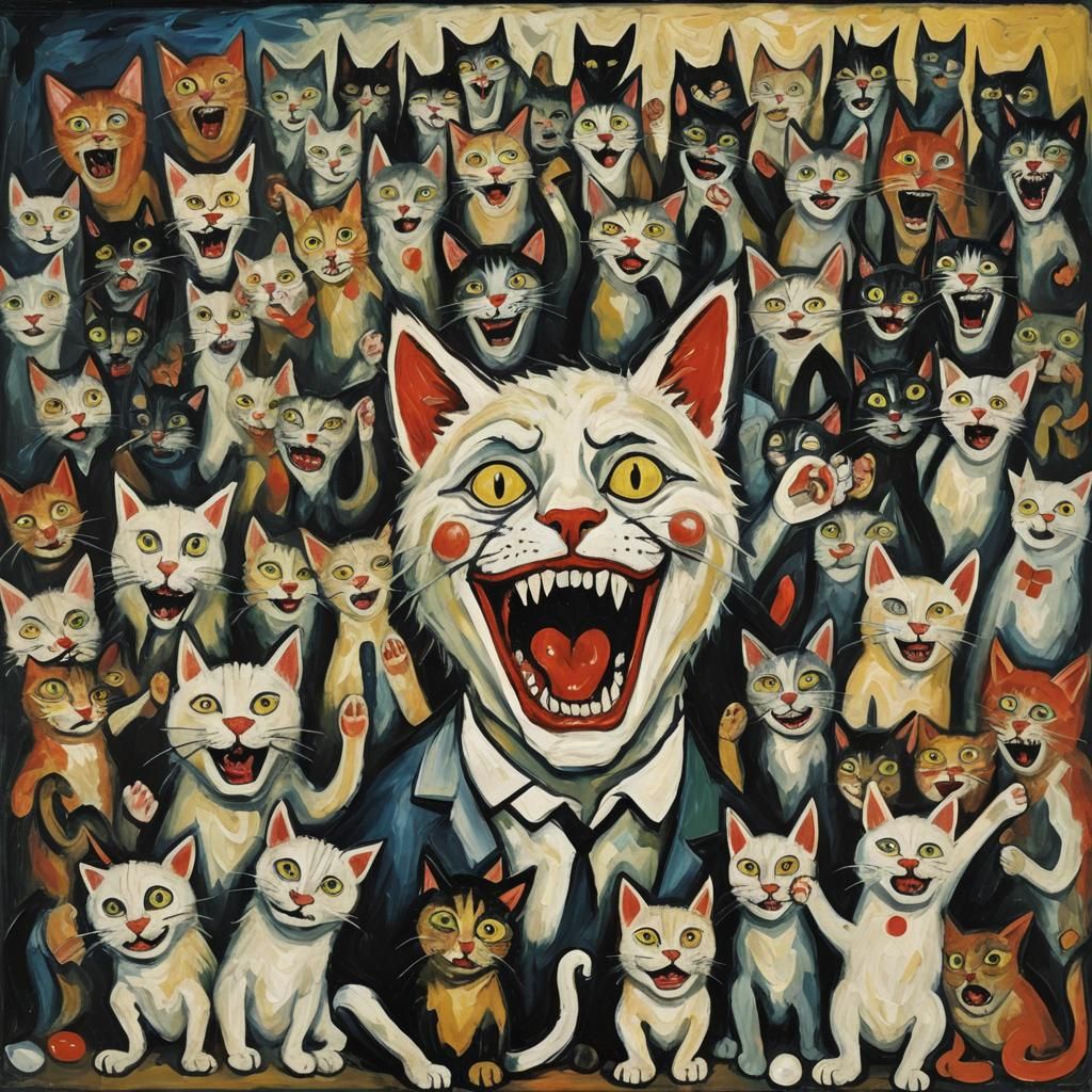 Cats Dispensing Medicine: Expressionist Art