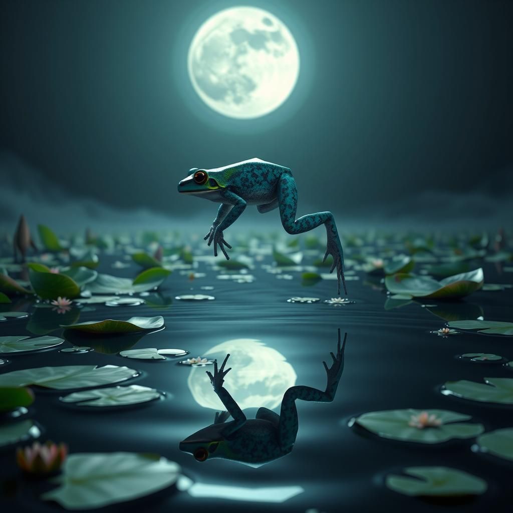 Frog Leaps Over Moonlit Amazon River