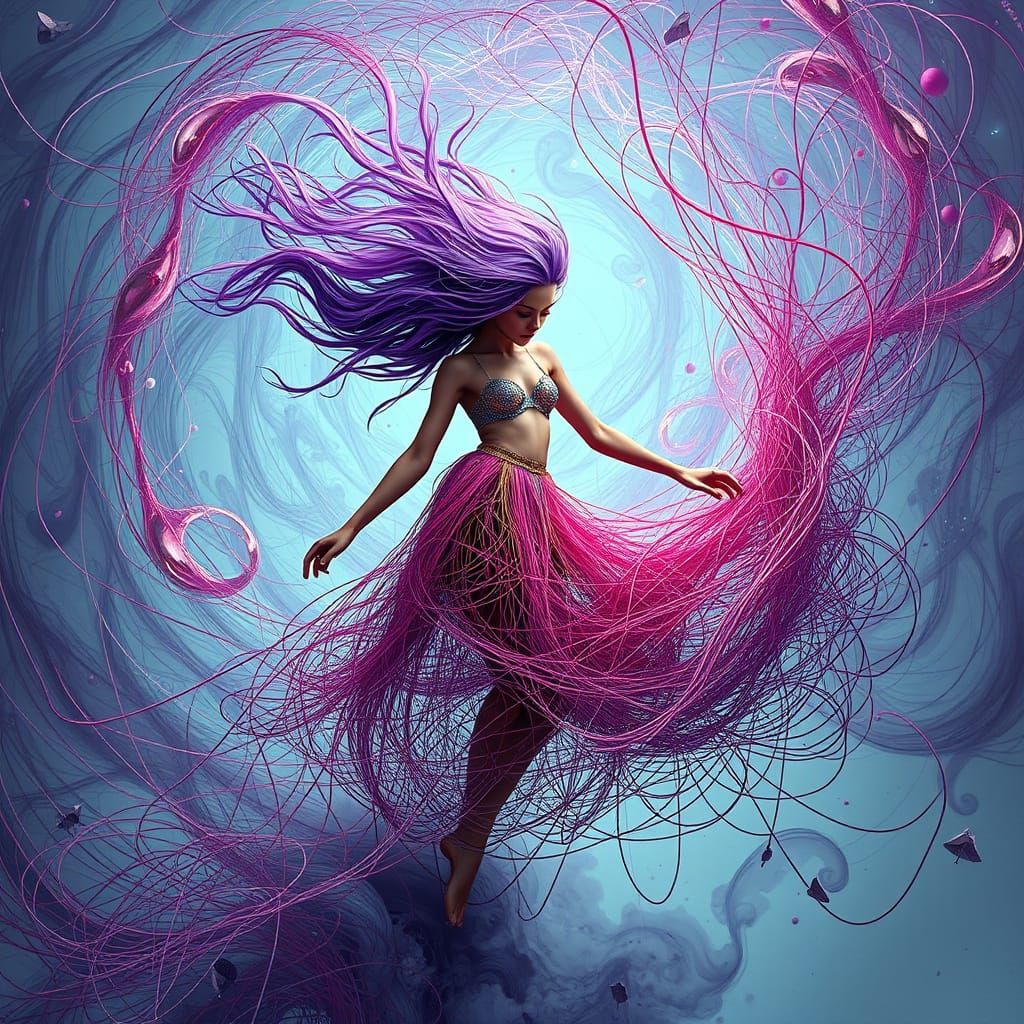 Surreal Goddess Lost in Whirlwind of Self-Love