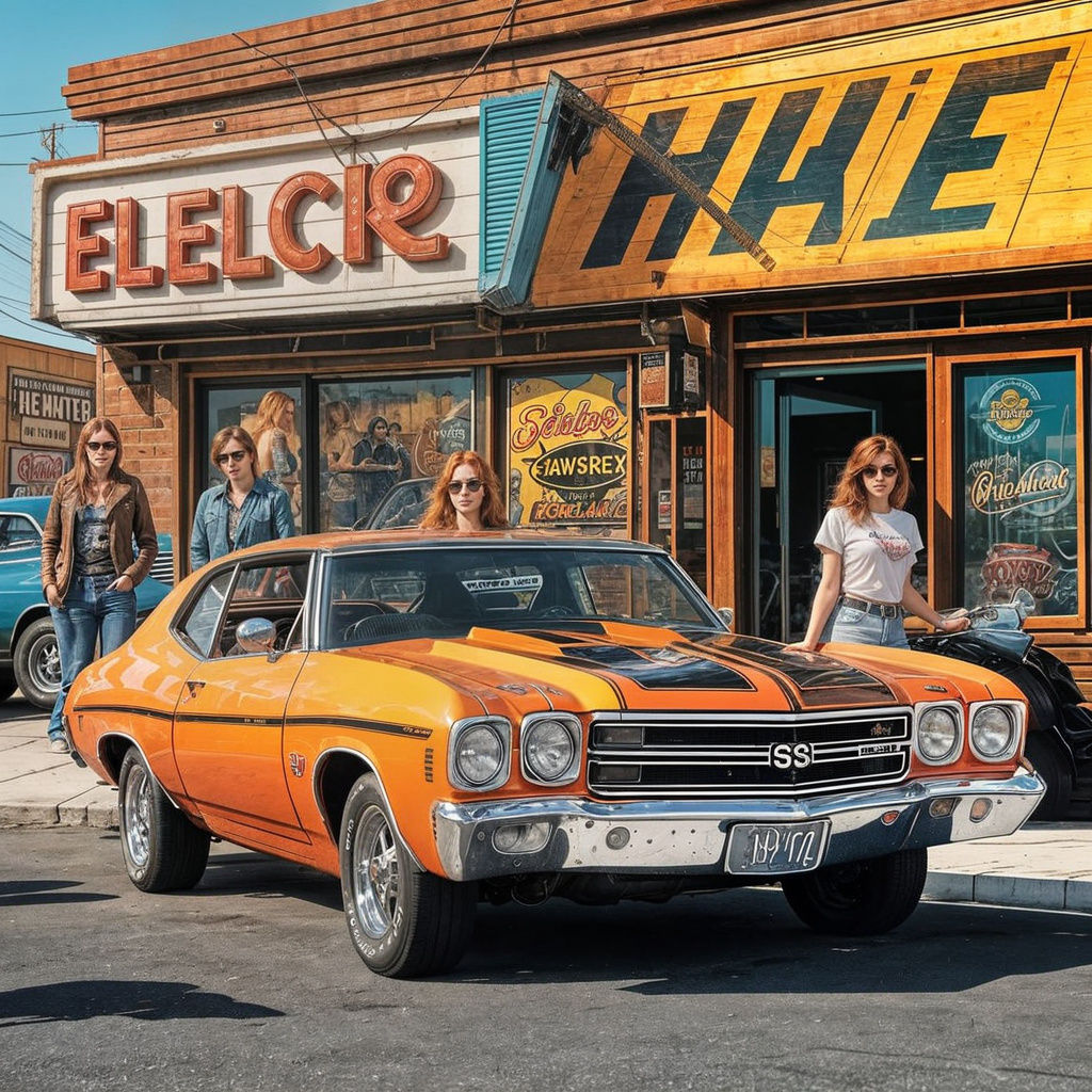 Classic Chevelle Showstoppers in Front of a Vibrant Guitar S...