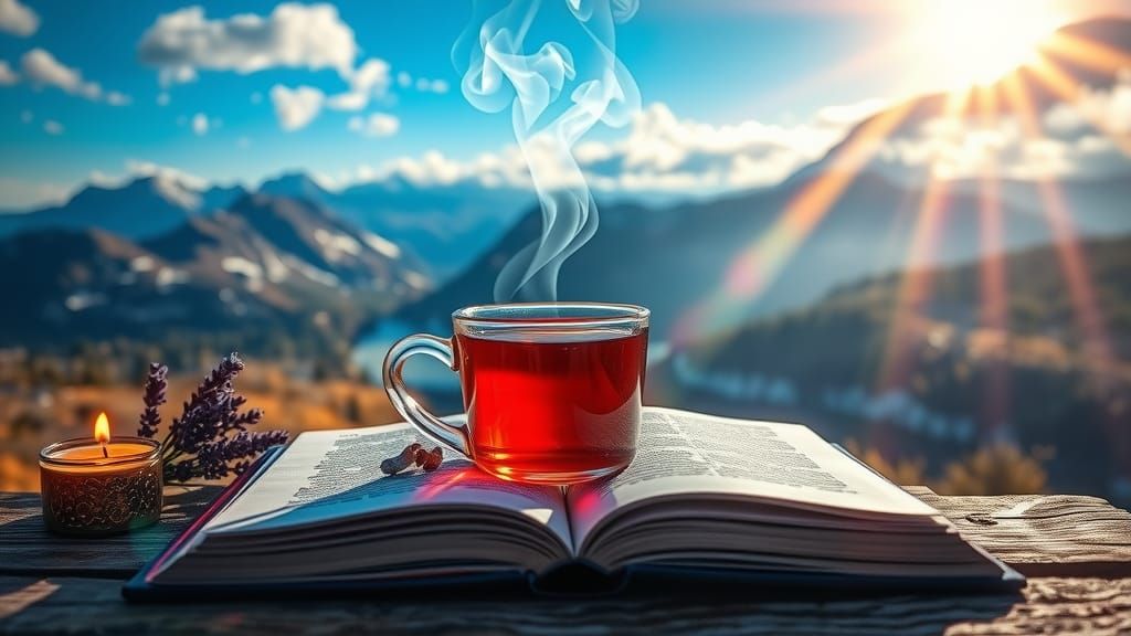 Rainbow Cup in Forest Cabin, Impressionist Art