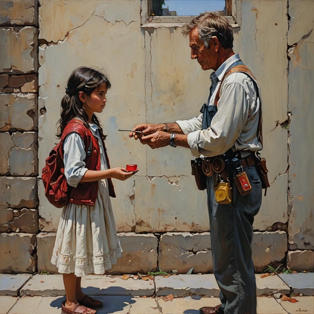 Warm Oil Painting: Affectionate Gesture