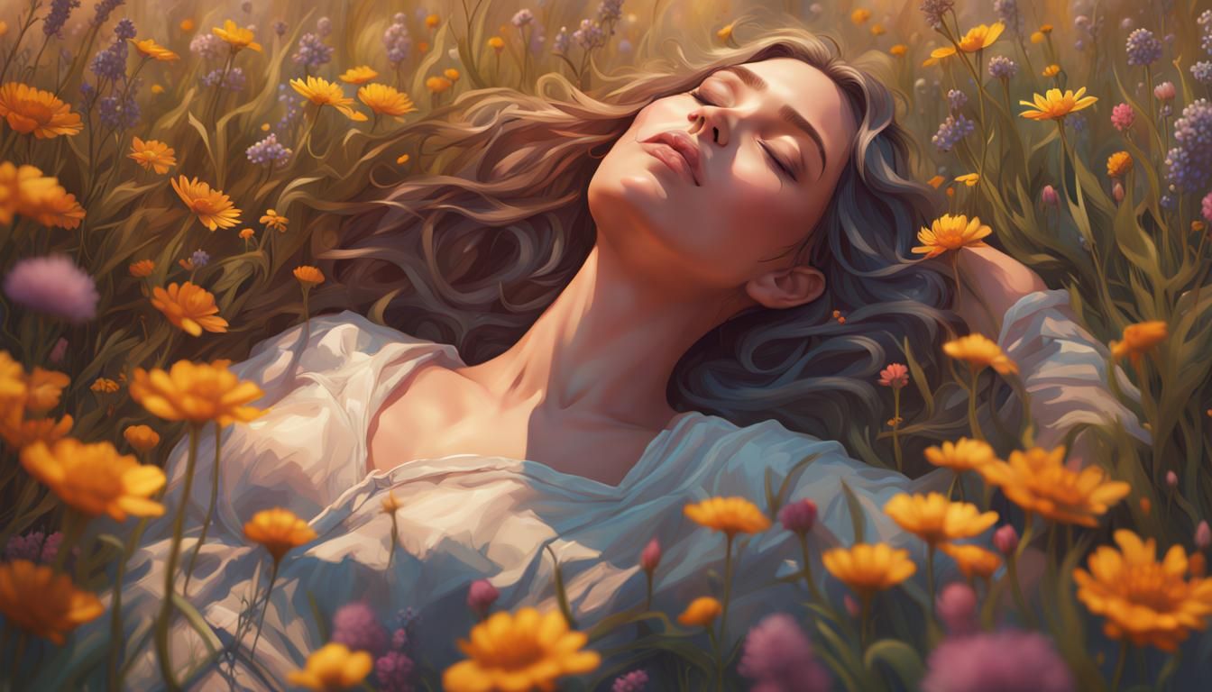 Wildflower Field Portrait in Hyperdetailed Style