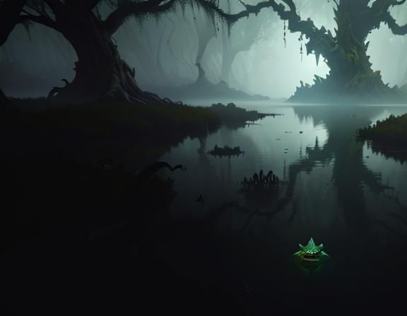 Bullywug Emerges from Misty Swamp: 3D Game Art