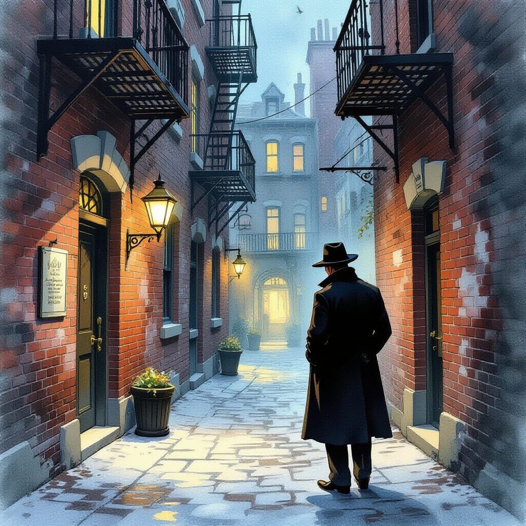 Speakeasy Entrance in Dreamy Watercolor Style