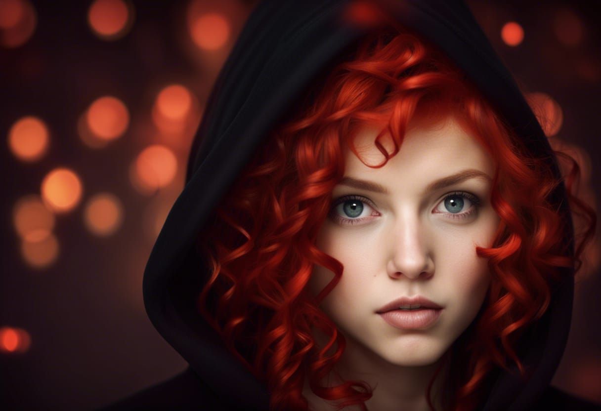 Cute Teenage Witch Girl with Red Hair in 4K