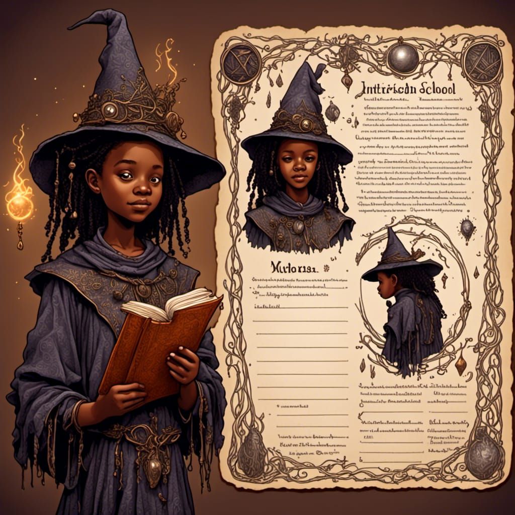 Magic School ID Card for Little African Witch