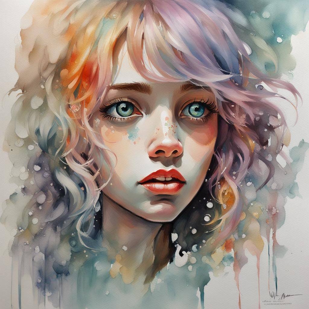 Girl with Piercings in Modern Rococo Oil Painting