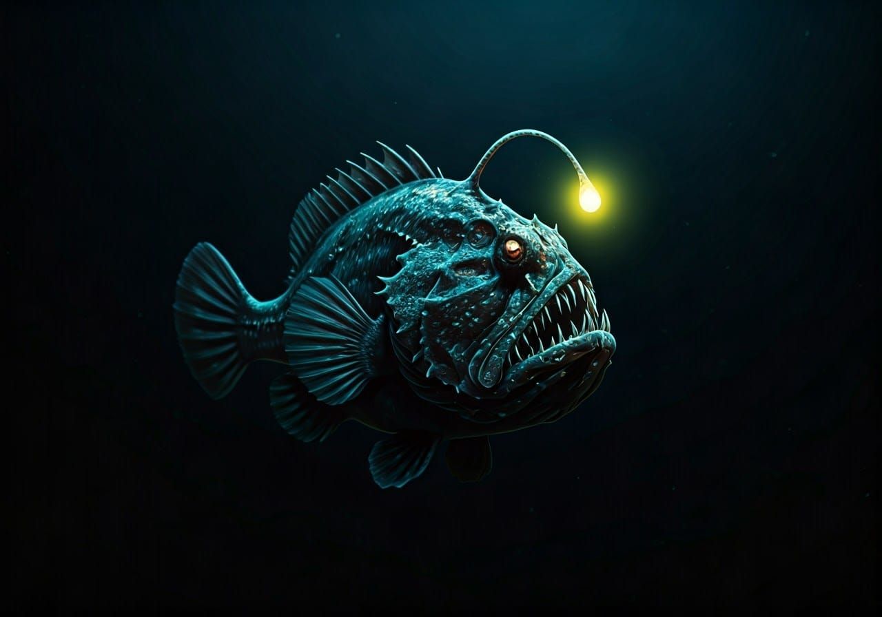 Deep Sea Anglerfish with Bioluminescent Lure