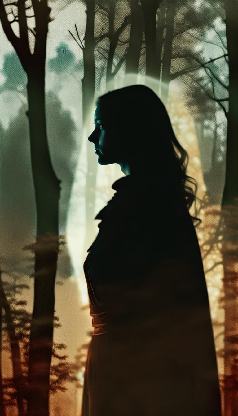 Ethereal Double Exposure: Knight's Enchanted Forest