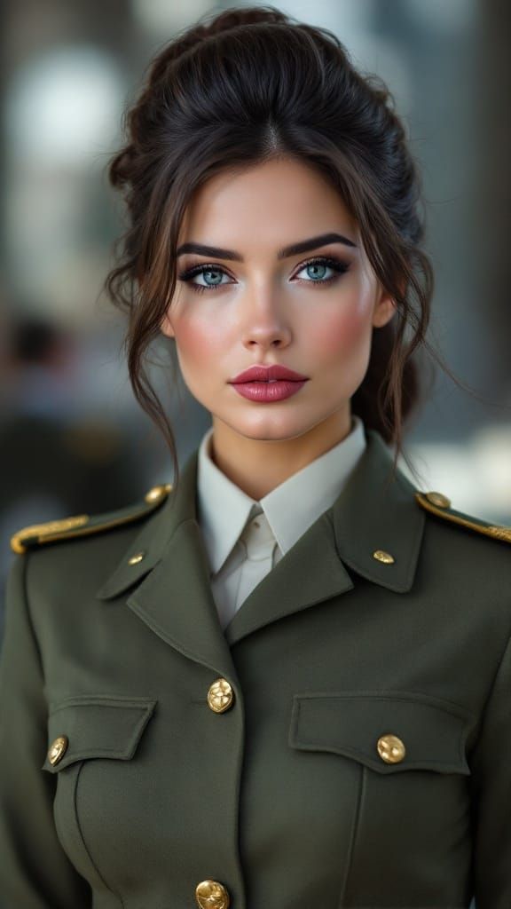 Woman in Army Service Full Dress Uniform