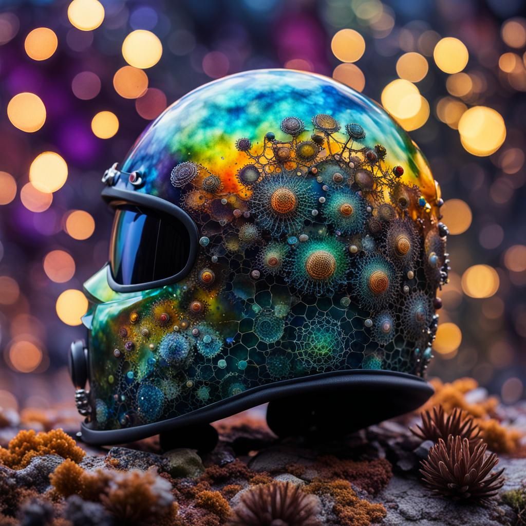 Otherworldly Biopunk Helmet with Intricate Details