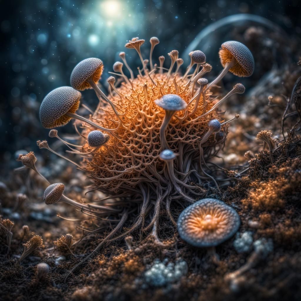 Cosmic Fantasy: Hyperrealistic Love Spores in HDR