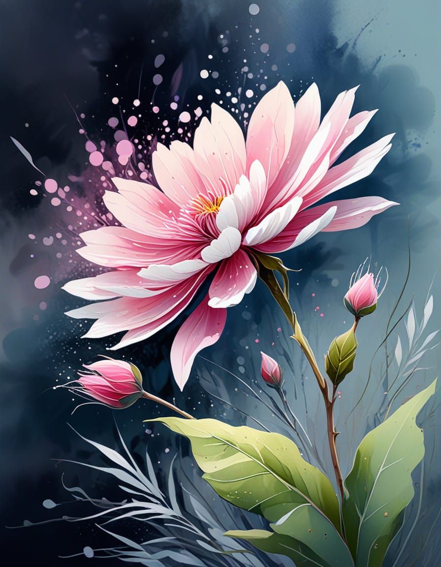 Ethereal Fantasy Flower in Gouache