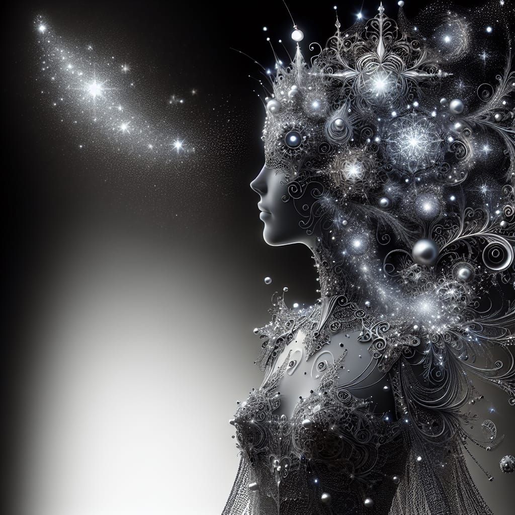 Goddess of the Celestial Realm in Starlight Filigree