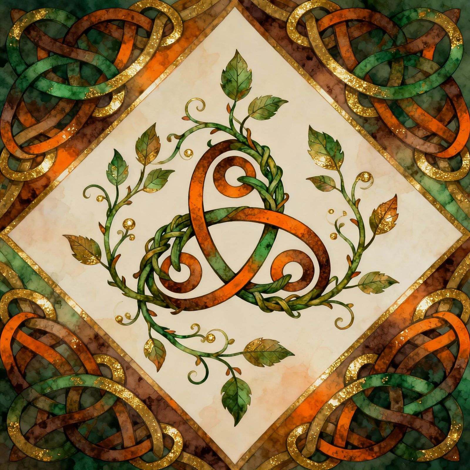 Adorable Celtic Knot and Vine Pattern with Triskelion Center