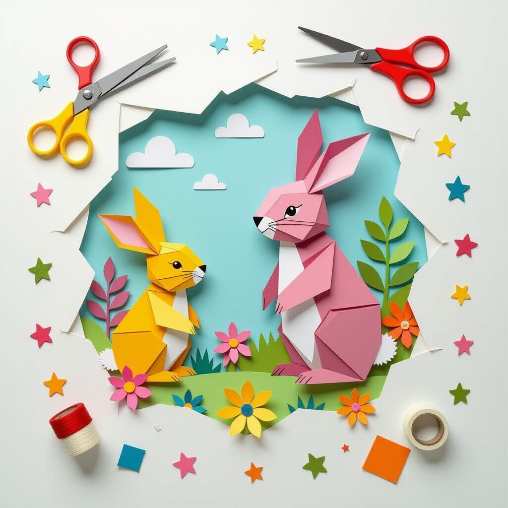 Playful Paper Cut-Outs and Origami in Pastel Hues