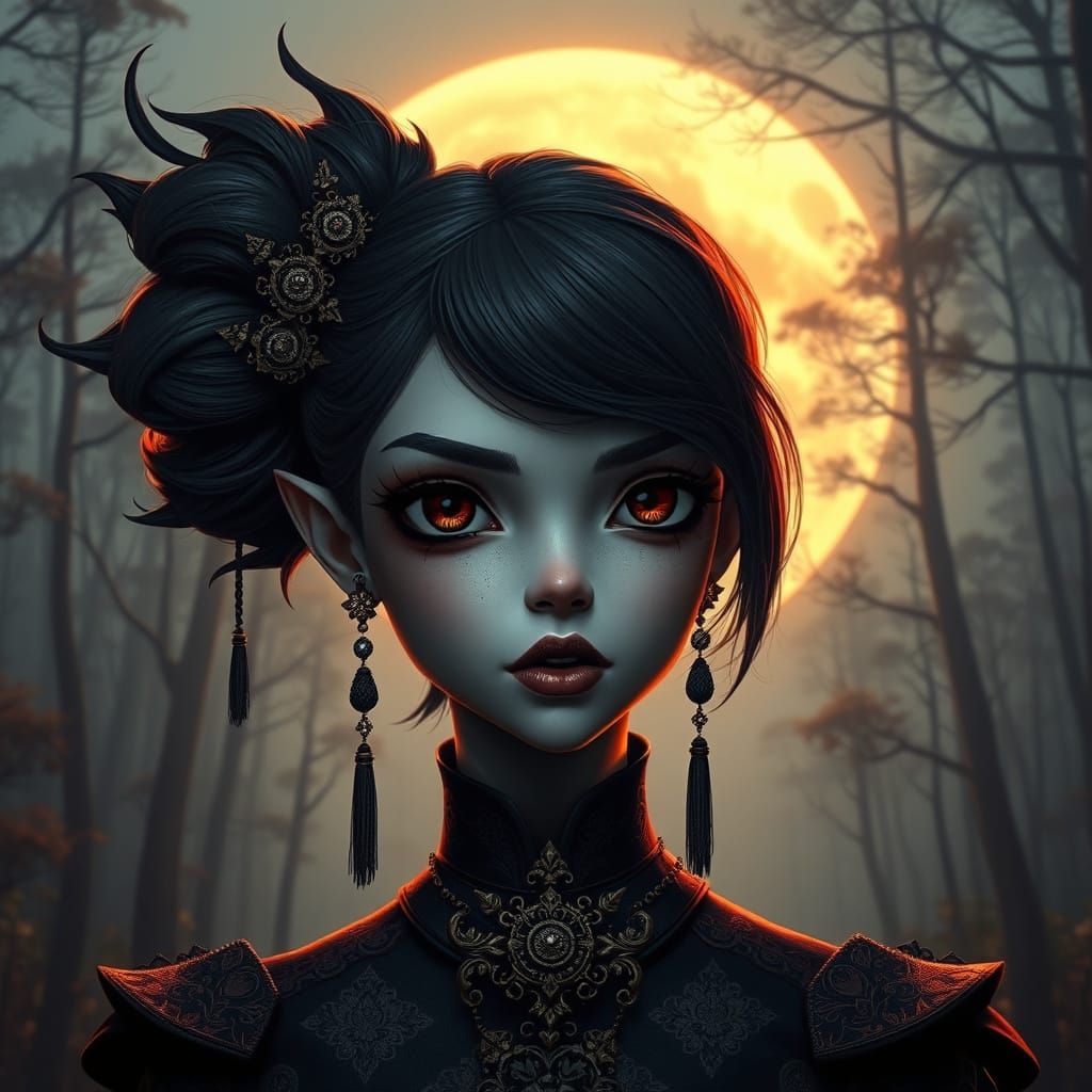 A captivating image of a female dark fantasy character with ...