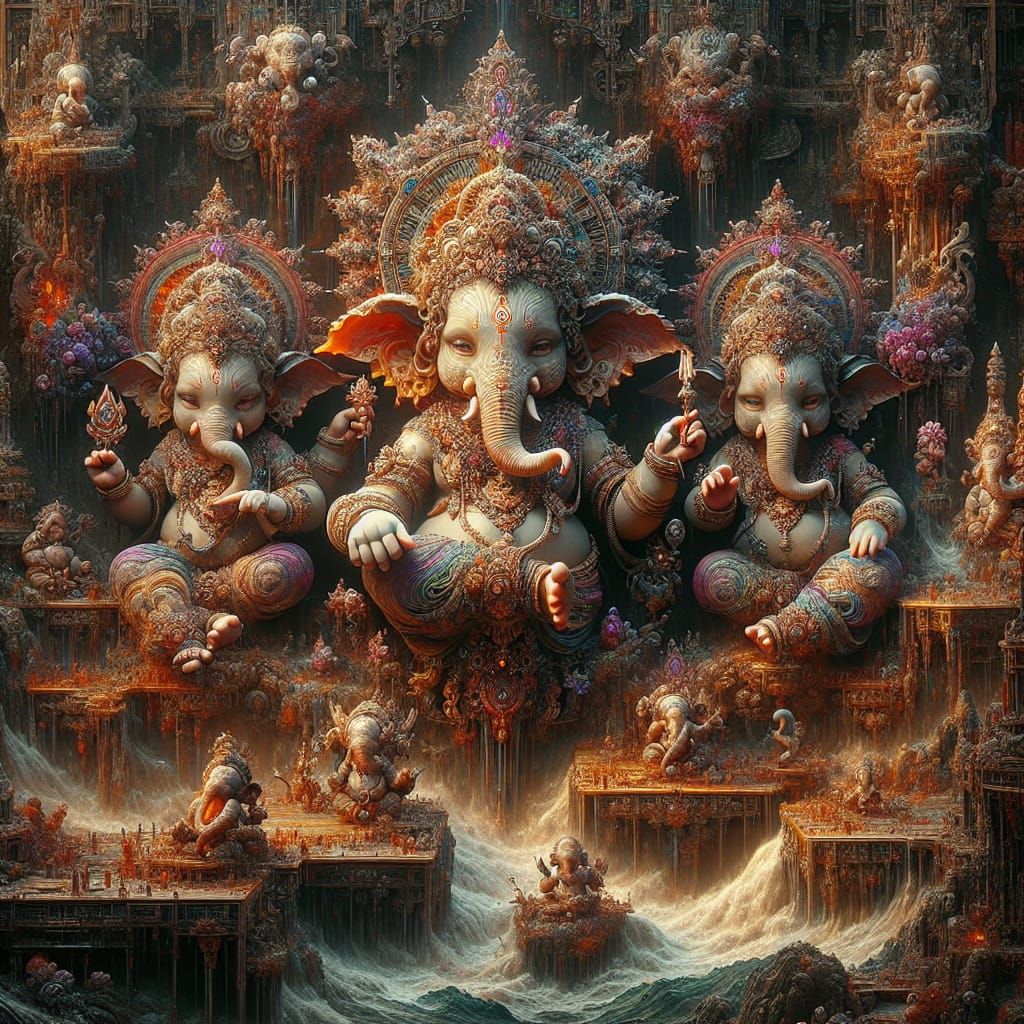 Fantastical Hindu Mythology Scene in Unreal Engine Style