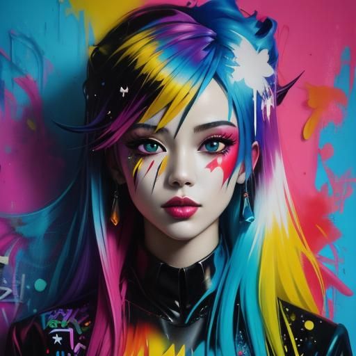 Fairytale Graffiti Art in Polychromatic Splash Style