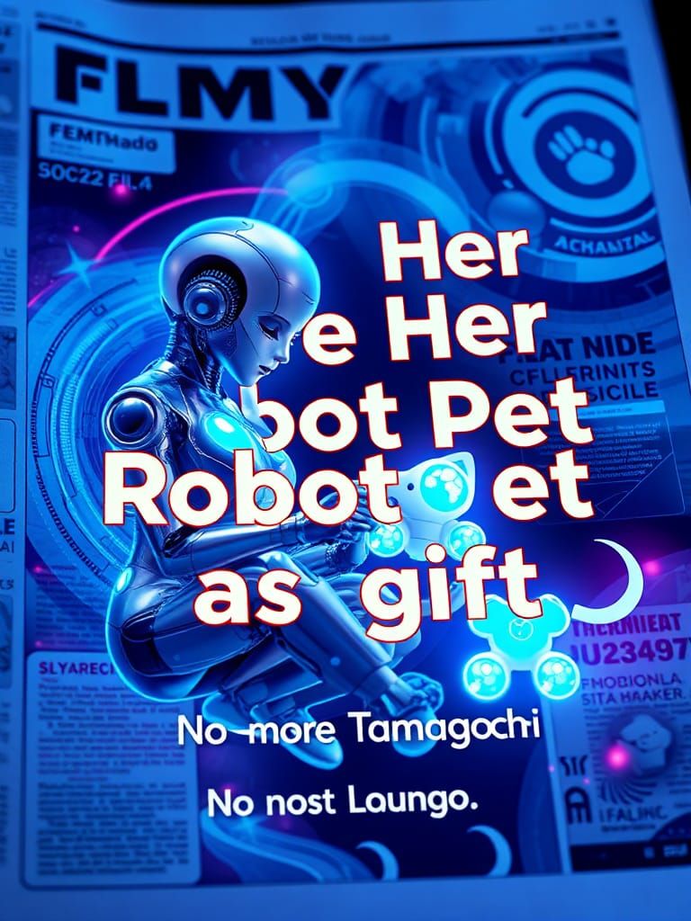 Futuristic Holographic Newspaper Featuring PlayBot N°6