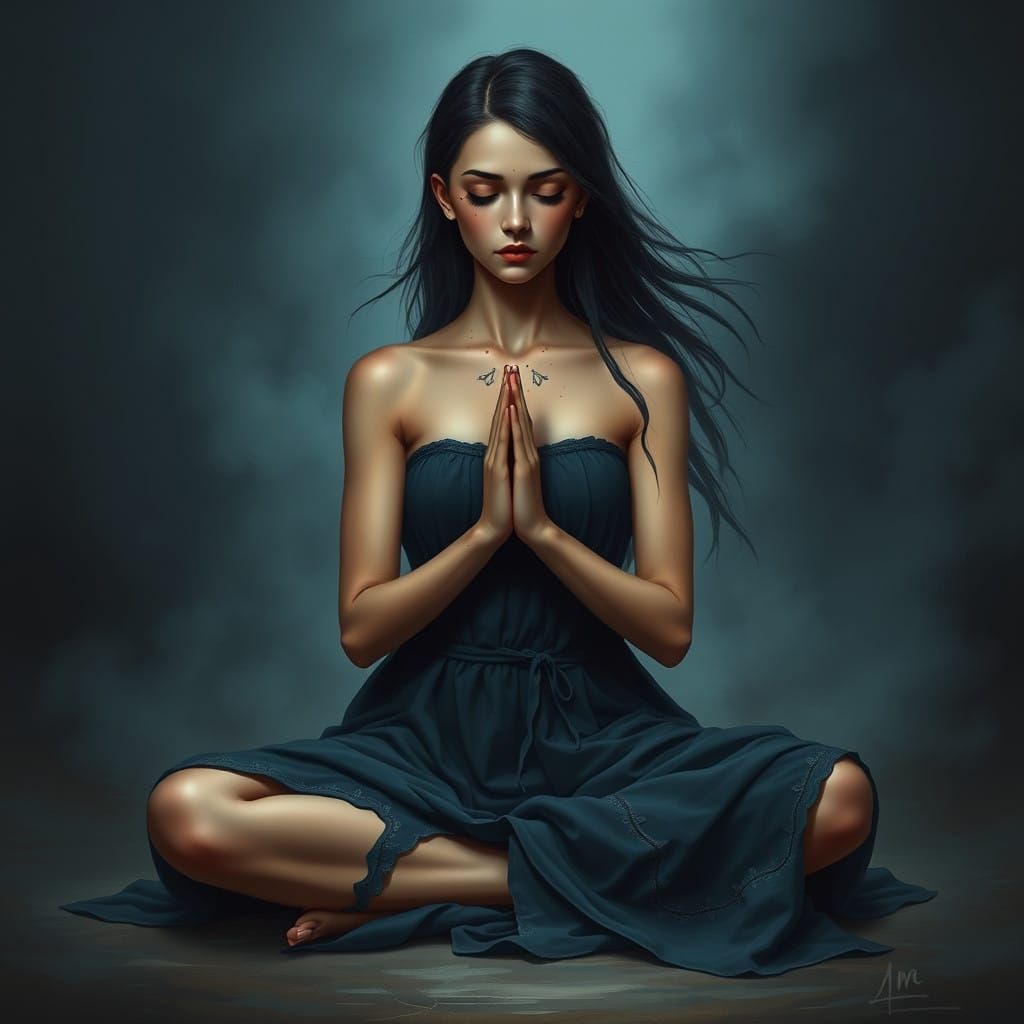 Serene Yogini in Mystical Atmosphere