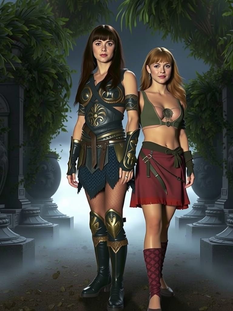 Xena and Gabrielle in Ancient Greece, Hyperrealistic Render