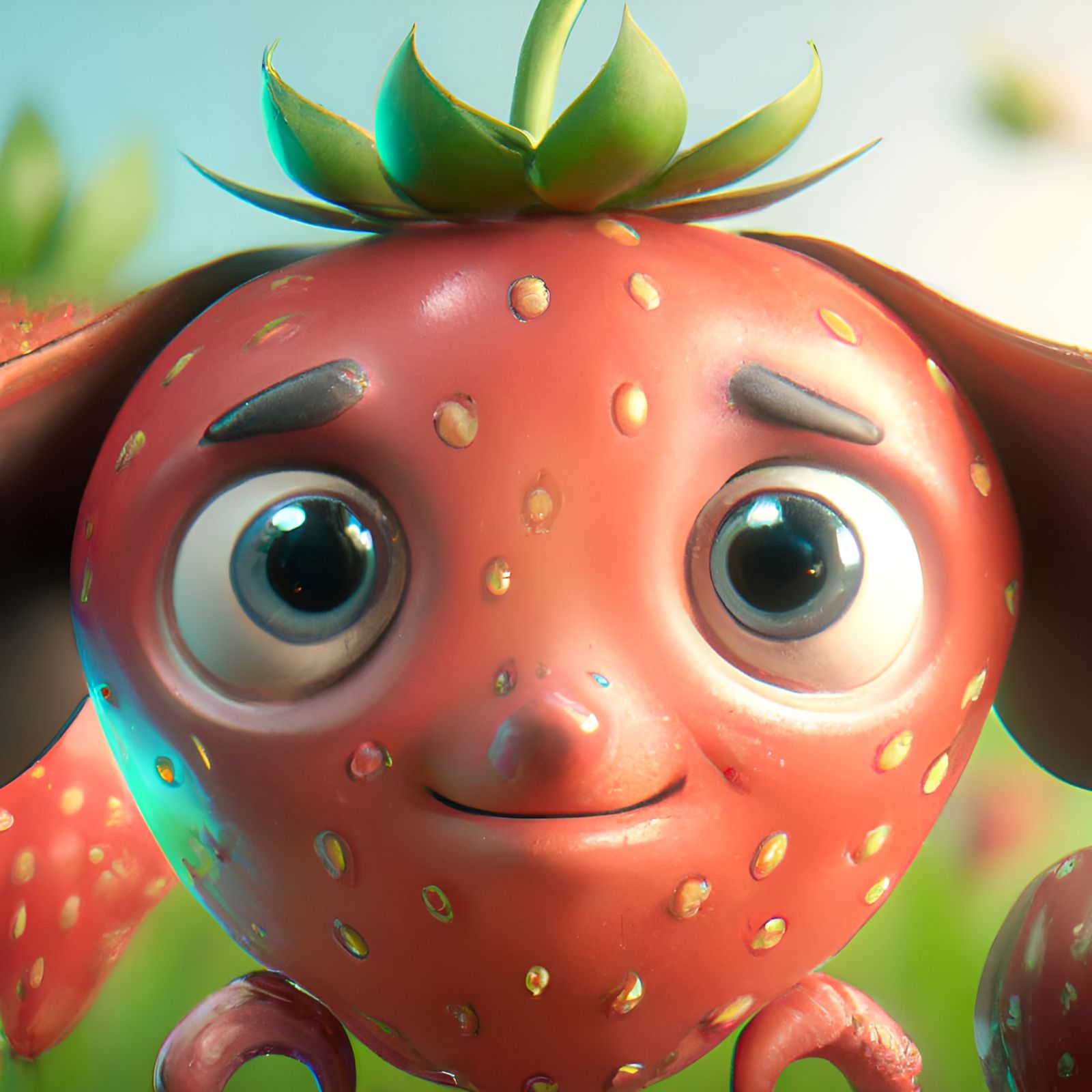 Adorable Strawberry Character in 3D Render