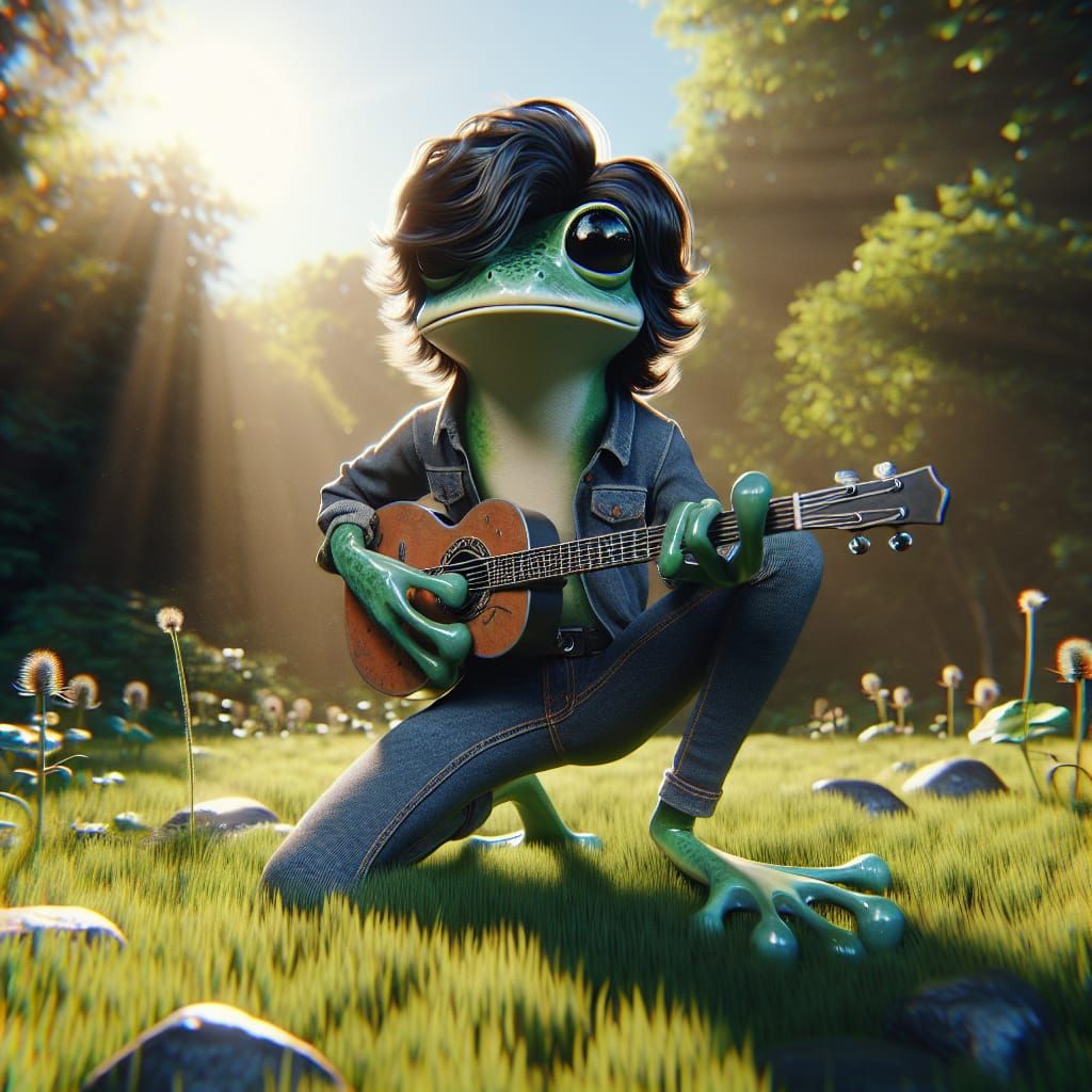 Enchanting Frog Character in Outdoor Scene, 3D Render