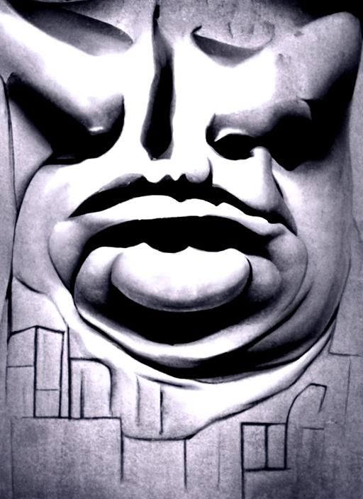 Art Deco Image of an Ugly Fat Face