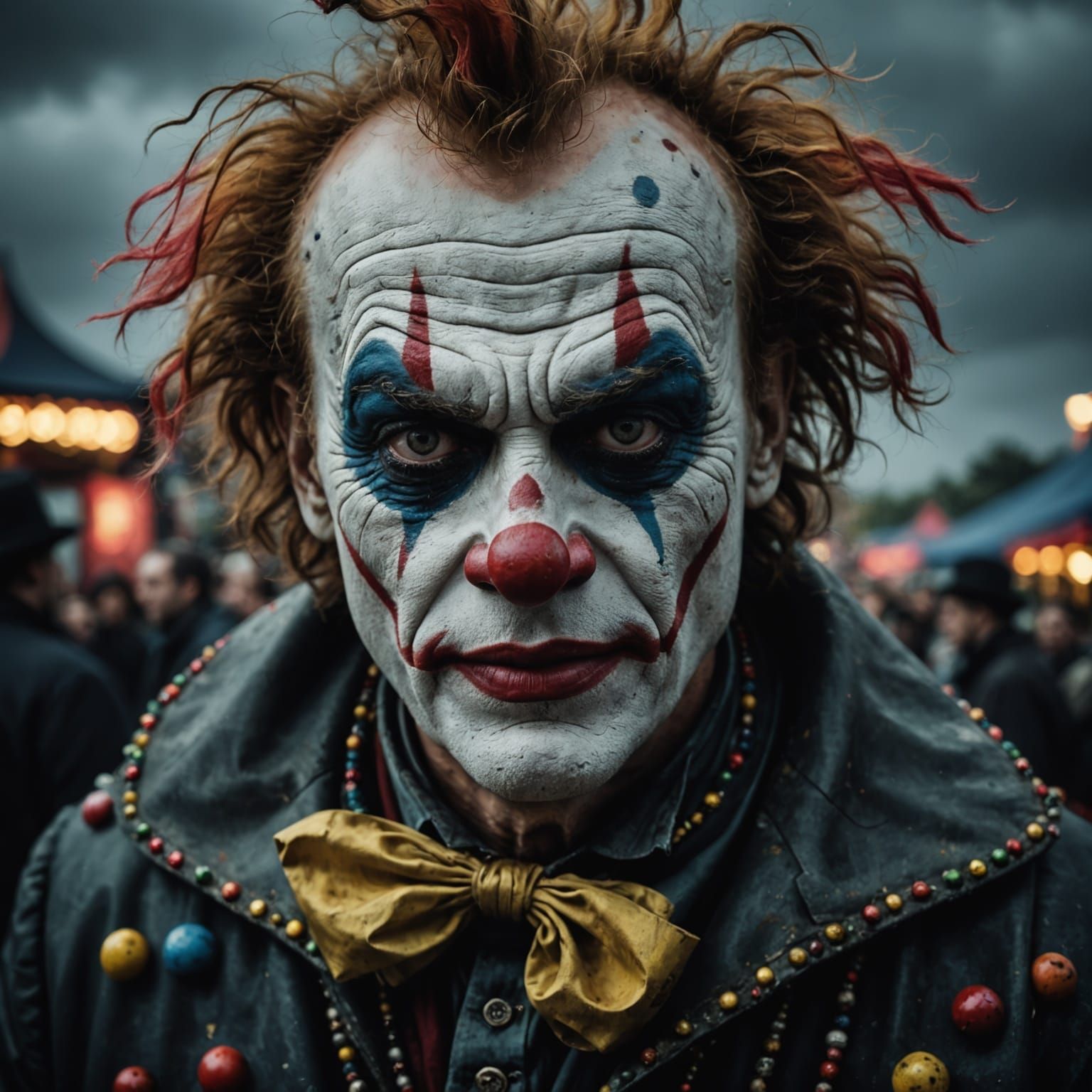 Sinister Carnival Portrait with Dark Skies