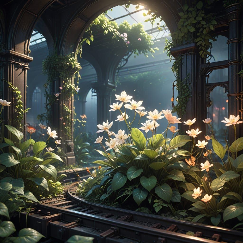 Ethereal Subway Realm in Anime Style