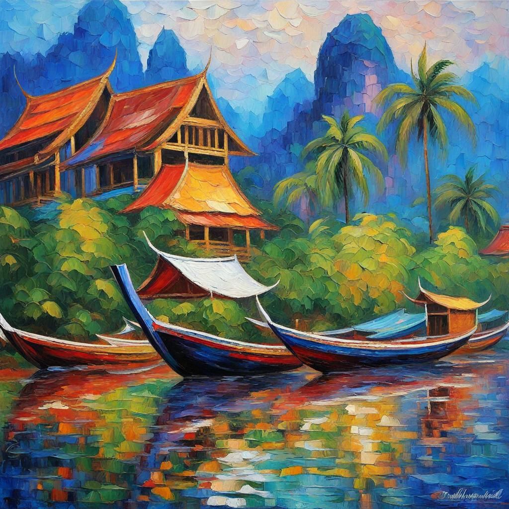 Thailand in Expressionist Neo-Impressionism Style